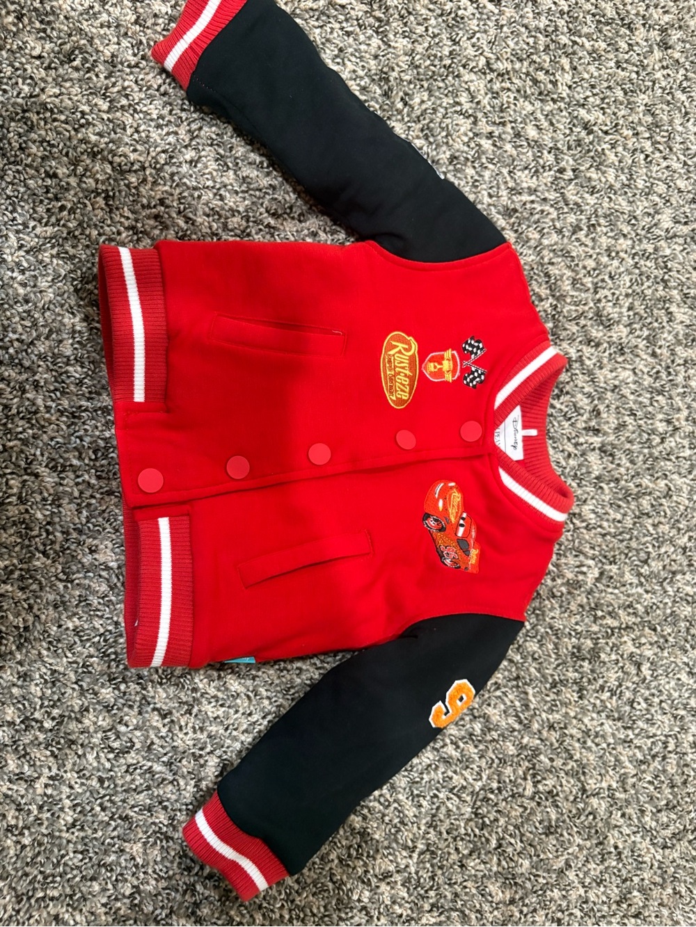 Posh Peanut Red & White Kids Racing Patch Jacket